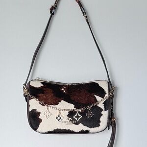 NWT Coach Kailey Shoulder Crossbody Bag Cow Print Tassel CCC84 Brown Black/Gold